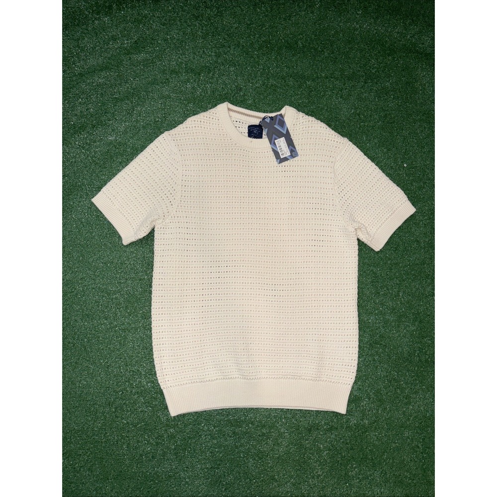 Steel & Jelly Cream Short Sleeve‎ Sweater Mens Casual Knit Top